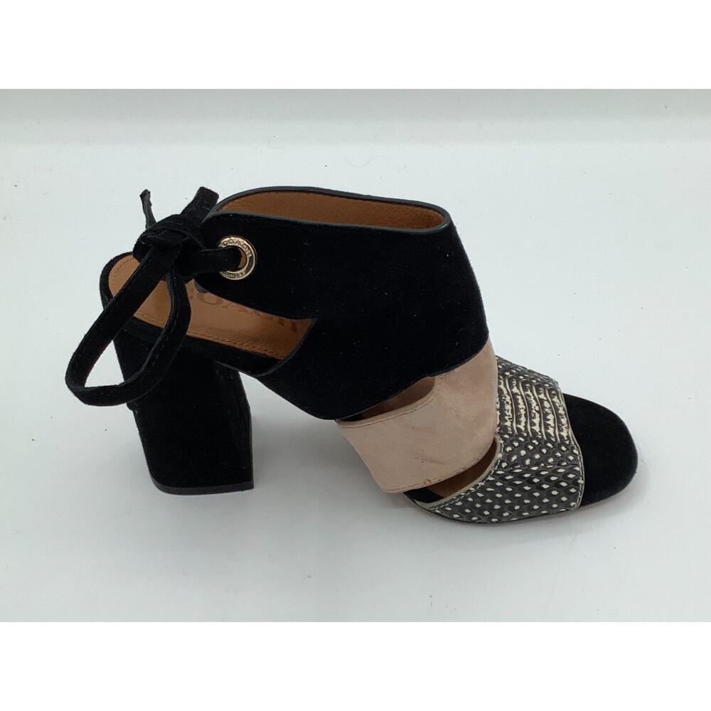 Coach Womens Chunky Heels‎ Black Beige Suede Super Chic Size 7 - Picture 8 of 8